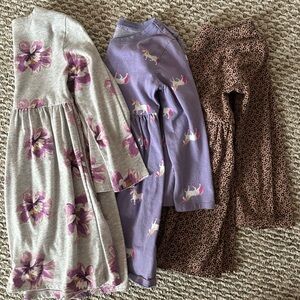 Lot of Printed Long Sleeve Cotton Dresses 4T